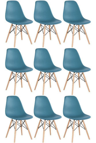 9 Cadeiras Eames Wood Dsw Eiffel Casa Jantar Colorida Cores Cor da estrutura da cadeira Turquesa