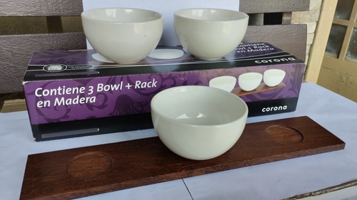Pasapalera Bowl Con Rack De Madera Corona Vajillas