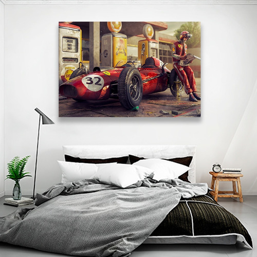 Imagen 8 de 10 de Cuadro Decorativo Canvas Coches Ferrari F1 Estacion De Gas