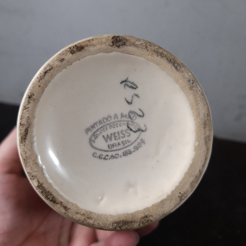 Imagem 5 de 9 de Vaso Antigo Faiança Weiss Pintado A Mão E Numerado. 23 Cm Al