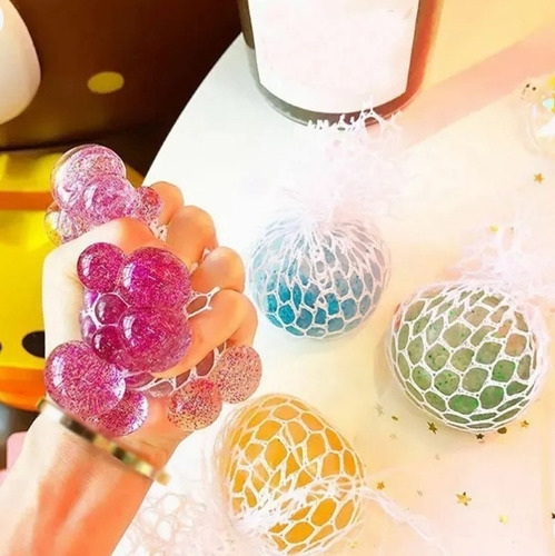 12 Pelotas Antiestres Squishy Glitter Cerebro Hidrogel Orbee