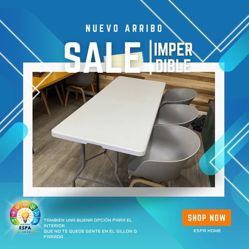 Mesa Para Jardin Plegable Camping 180*72*4cm Grosor Unica Blanco