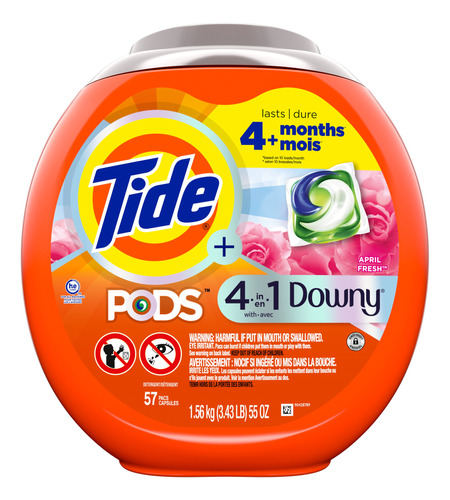 Tide Pods 4en1 Con Downy Detergente Para Ropa 57capsulas