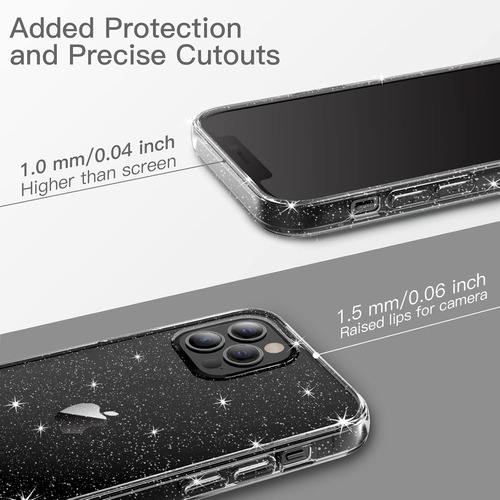 Funda Glitter Crystal Lujo Premium Antishock Para Iphone Negro Iphone 12 Pro Max