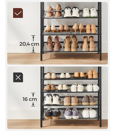 Mueble Zapatero Sirkka 5 Niveles Fierro Y Madera