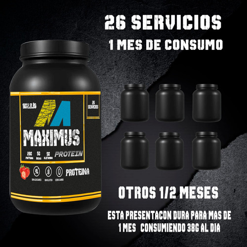 Proteína Hidrolizada Isolate Maximus 1kg 200 Servicios Fresa