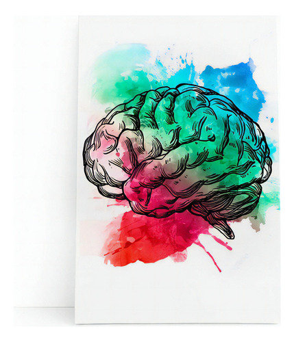 Cérebro Colorido Minimalista Arte Quadro Canvas 120x80cm Cor da armação Borda Infinita
