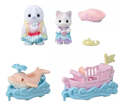 Sylvanian Families 80 Bebé Foca Y Ratón Con Barco Y Delfín