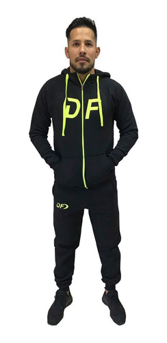 Campera Df Grande + Pantalon Df Conjunto Deportivo Negro