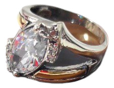 Anillo Plata 925 Con Circon Grande Detalles Oro