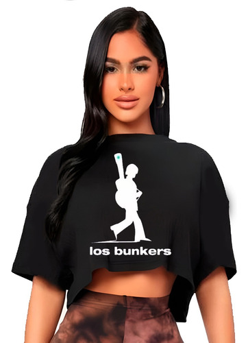 Polera Crop Top Mujer Los Bunkers Oversize Grafimax