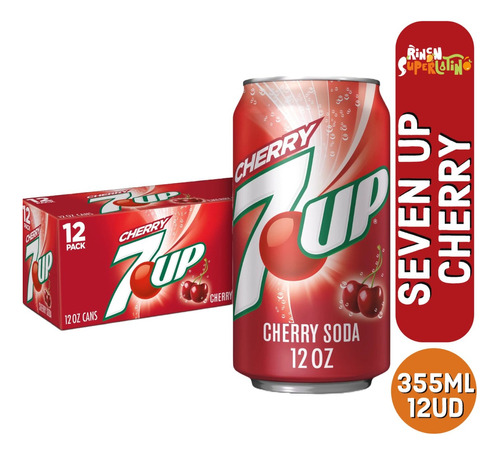 Seven Up Sabor Cherry Lata 355ml - Bebida Gaseosa 7up