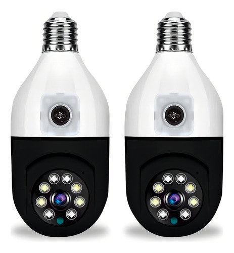 Kit 2x Câmera Segurança Lâmpada Dupla Lente 2x 2mp Yoosee Cor Camera Segurança Wifi Lampada Dupla Lente Preta