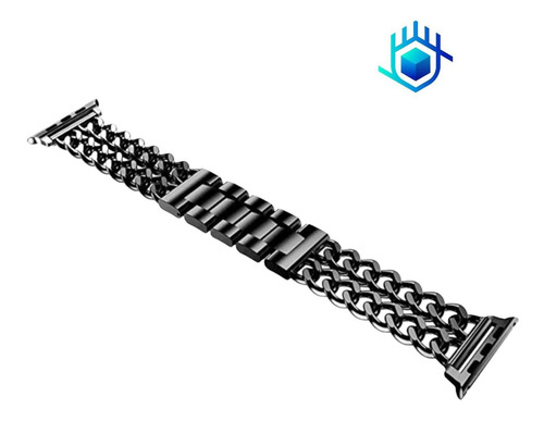 Imagen 5 de 10 de Correa Extensible Para Apple Watch Cadena + Mica Lujo Metal