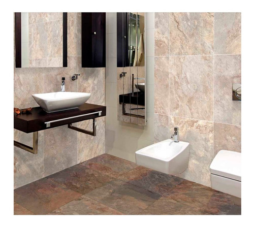 Imagen 3 de 7 de Porcelanatos De Piso Y Pared Cerro Negro Oxido Simil Piedra 61x61 1ra