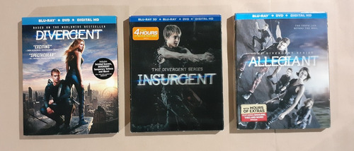 La Serie Divergente - 3 Pelis Blu-ray 3d + 2d + Dvd Original