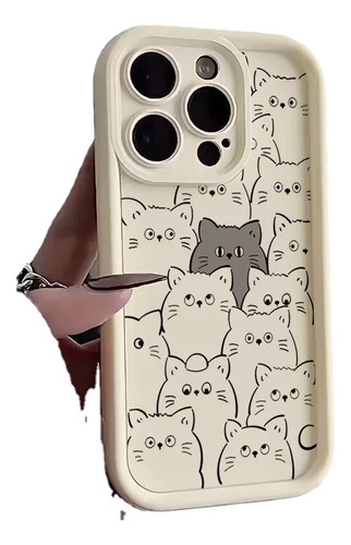 Funda De Teléfono Cartoon Cat Para iPhone 15, 13, 12, 11, 14