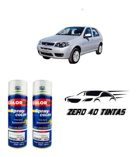 Tinta Automotiva Spray Prata Bari Fiat + Verniz Colorgin