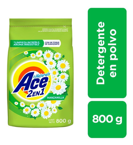 Pack 14 Detergentes Ace Naturals Manzanilla Polvo 800gr