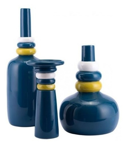 Imagen 2 de 5 de Portavela Modelo Rings Azul - Azul Këssa Muebles