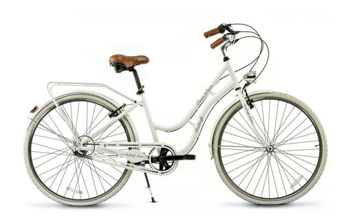 Bicicleta urbana femenina Raleigh Classic Lady R28 3v frenos v-brakes color blanco con pie de apoyo  