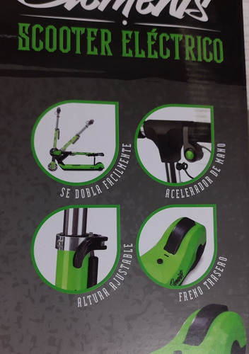 Scooter Eléctrico Plegable Con Luz Led Xootz Color Verde
