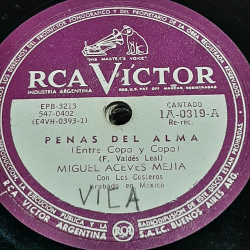 Pasta Miguel Aceves Mejia Costeros Vargas Rca Victor C335