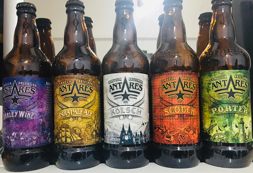 Lote 5 Antigua Botella Cerveza Artesanal Antares 2014-15 (Usado)