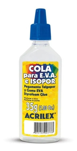 Cola Artesanato Isopor Eva 35g Transparente Acrilex  Cx.c/12