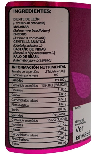 Diente De Leon Fortaleza Y Plenitud 200 Tabs Envio Full