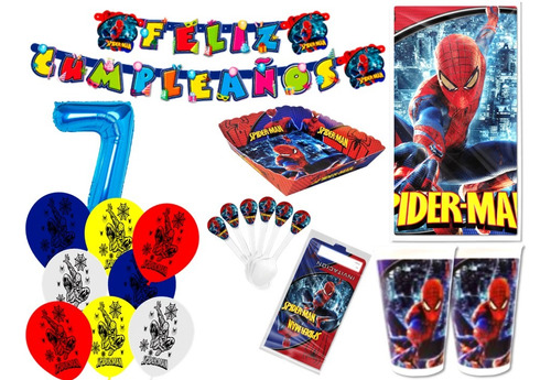 Kit Decoración Spiderman X24 Niños + Bombas Latex + Numero