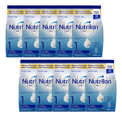 Combo X10 Nutrilon 1 Profutura De 0 A 6 Meses Bolsa 1,2 Kg