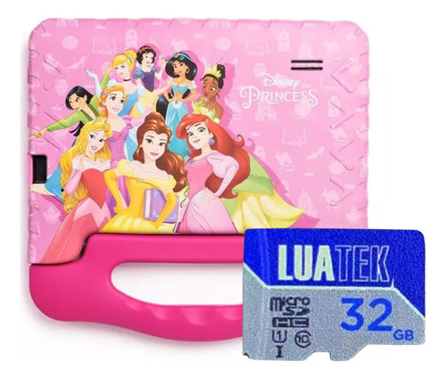 Tablet Capa Emborrachada Princesas 32gb + Cartão Total 64gb