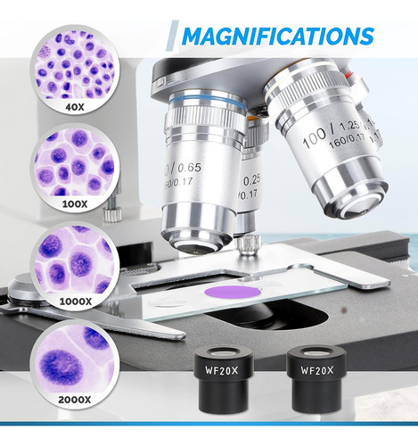 40 X -1000 X Binocular Microscopio Compuesto Led Lab Con Dob