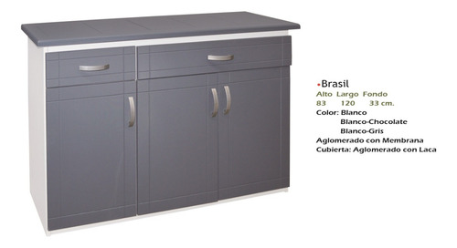 Mueble Para Cocina Base Para Cocina Brasil Gris Microondas G