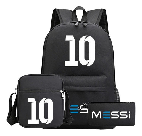 Barato New Mochila Escolar De Lionel Messi 10 De 3pcs Negro 2023