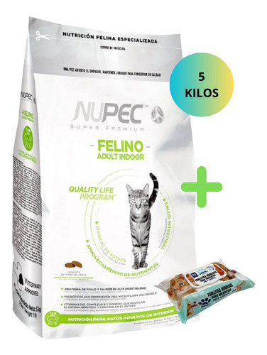 Croquetas Nupec Indoor Gato Adulto 5kg + Toallita Húmedas