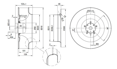 Ventilador Centrífugo Ebm 220vca 1070rpm 31cm R6e310-aj04-01 (Usado)
