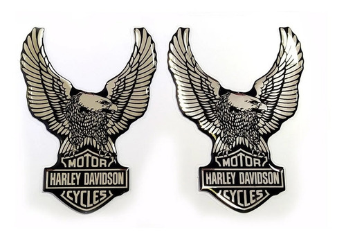 Par Adesivo Resinado Águia Para Harley Davidson Cor Prata