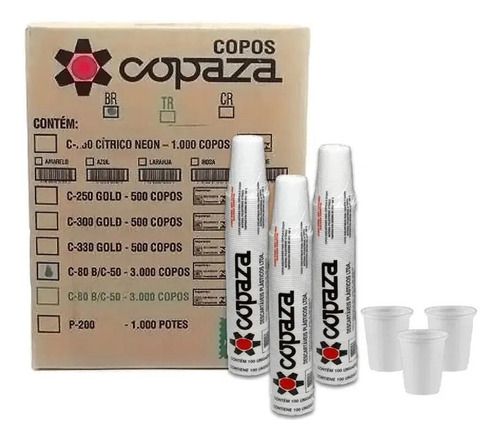 Copo 80ml Descartavel Caixa C/3000 - Branco - Copaza