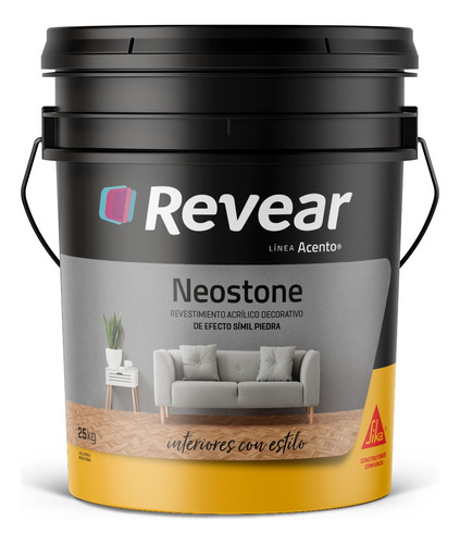 Revear Revestimiento Acrílico Neostone Símil Piedra 25kg Color Azabache