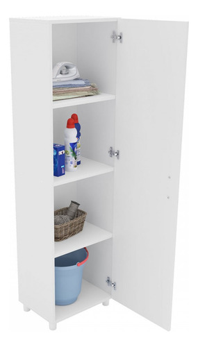 Armario multiusos Floreal con 1 puerta y 3 estantes, color blanco, PNR