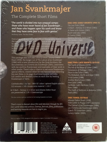 Jan Svankmajer. The Complete Short Films. Region 2. Pal. New