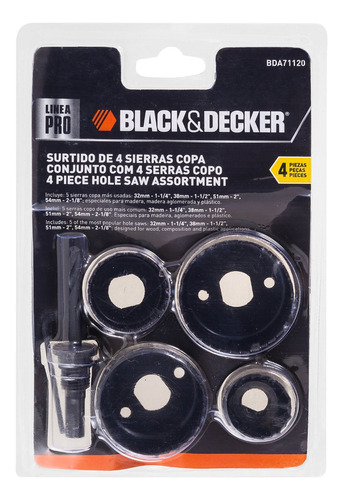 Juego De 4 Sierras Copa Madera Black+decker Bda71120 54mm