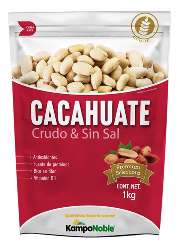 Cacahuate crudo crudo sin cutícula balnched KampoNobleFrutos Secos sin TACC 1 kg