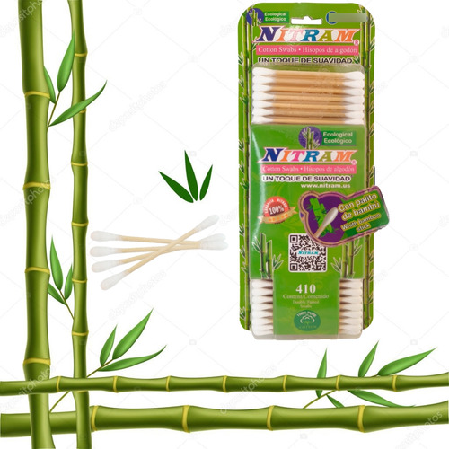 1 Caja Biodegradables De Bambu, Cada Una Con 410 Hisopos.