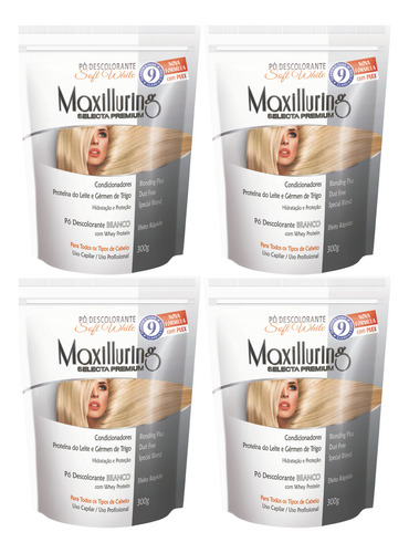 4x Po Descolorante Branco 300g Formula C/ Plex - Abre 9 Tons