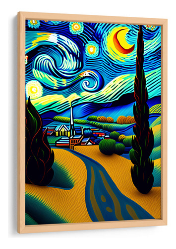Cuadro Enmarcado Pino Pueblo En El Valle Impresionista 20x30