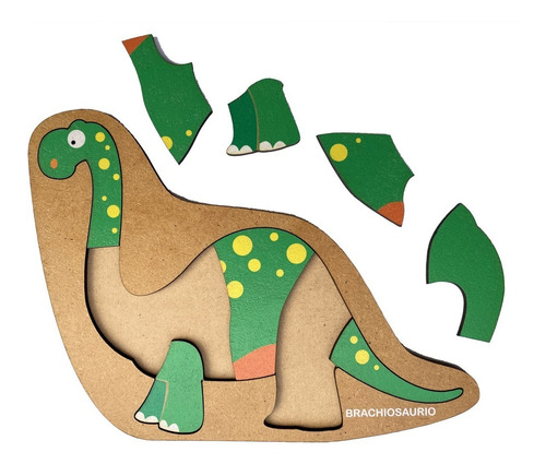 Imagen 2 de 8 de Rompecabezas Encastre Madera Didactico Niños Dinosaurios