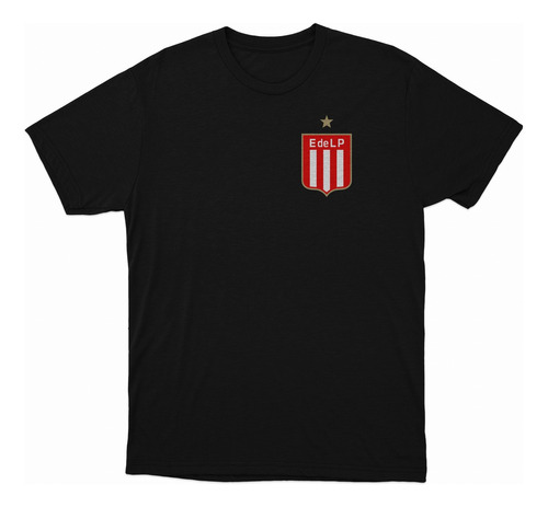 Remera Negra Estudiantes De La Plata Escudo En El Corazon 